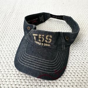 Triple Five Soul 555 T5S Denim Y2K Stretch Band Visor One Size Unisex Red Trim